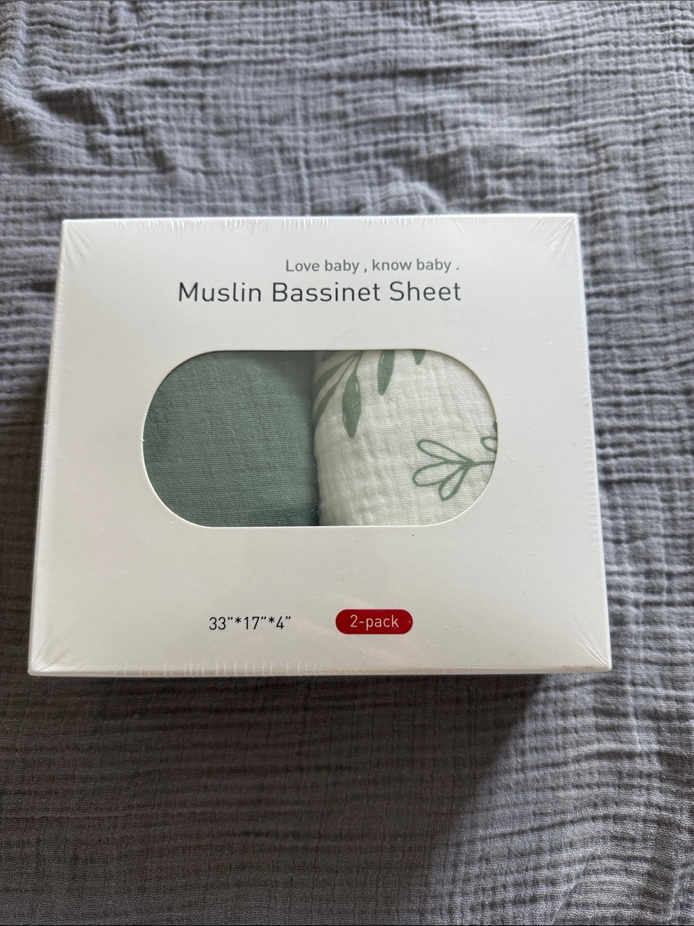 Muslin Bassinet Sheet 2-Pack in Sage Green & White - Baby Bedding